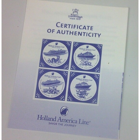 Vintage Holland America Cruise Line Ships Delft Blue Tile Coasters Set of 2 New - Picture 5 of 8